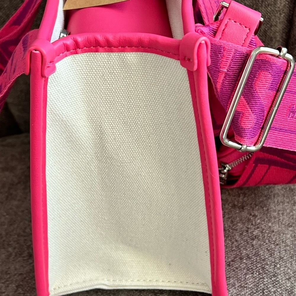 NWT Steve Madden bwebber satchel pink flash canvas crossbody tote bag - Picture 7 of 12